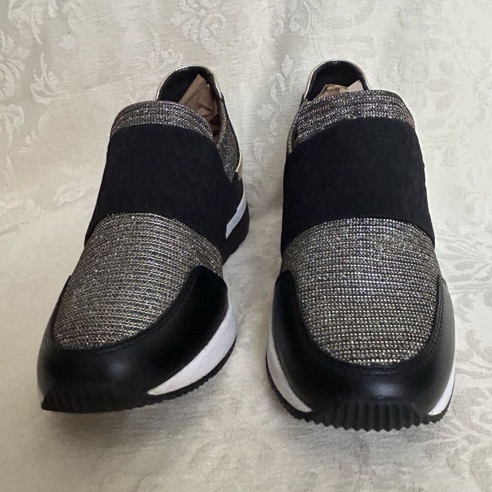 MICHAEL Michael Kors Felix Trainer Sneakers Black Silver Gold Glitter Size 8NWOB
